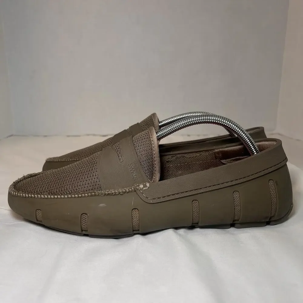 SWIMS Penny Loafers Mens Size 9 Army Green Olive Mesh Water Resistant Boat Shoes